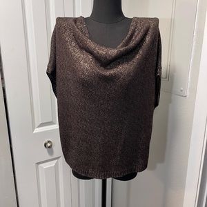 $320+NEW Vince Women's Drape Neck Sweater Brown Metallic Dolman Short Sleeves S